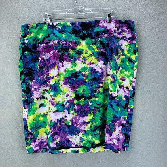 Lane Bryant Skirt Womens 24 Straight Purple Blue Knee Length Lined Back Zipper - Picture 1 of 11